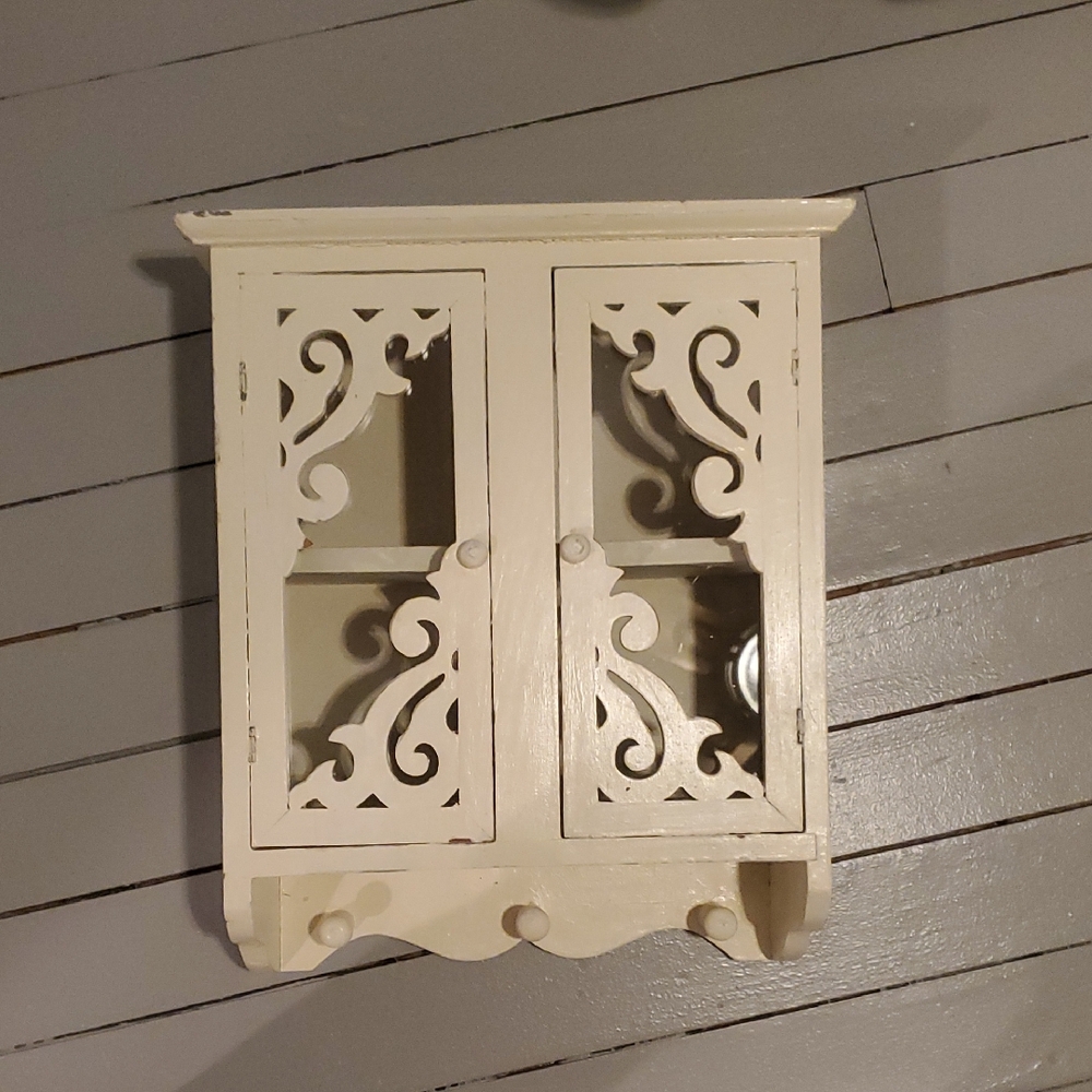 Cream Wall Cabinet with Glass Doors